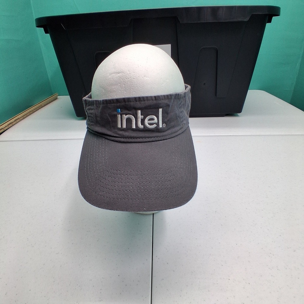 Intel Logo Sun Visor OSFM Gray Tech Corporate Core Adjustable Hat